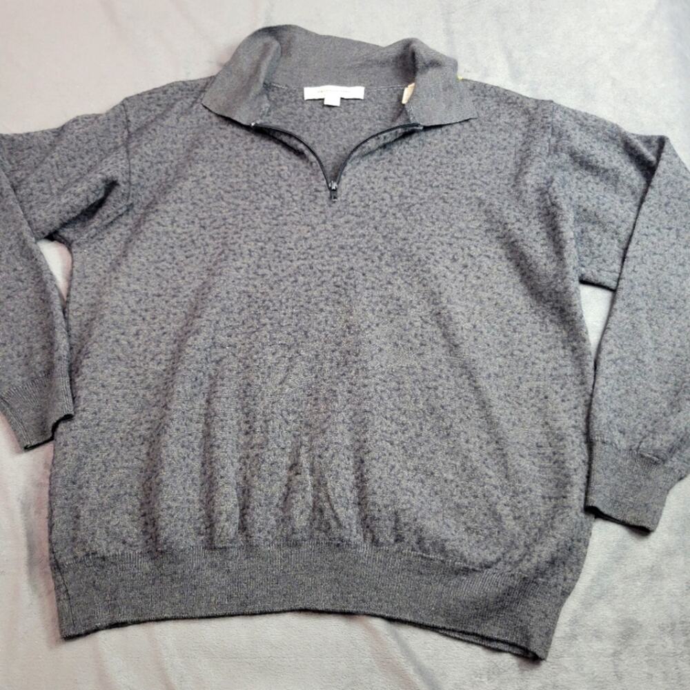 Pronto-Uomo Pullover Mens 1X Merino Wool Silk Blend 1/4 Zip Sweater Italian Made